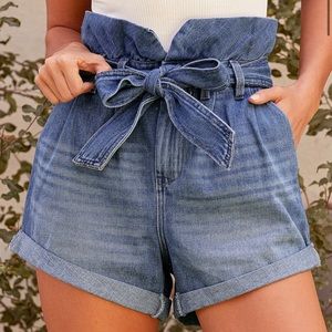 BlankNYC High Waisted Paperbag Denim Shorts, Size 30